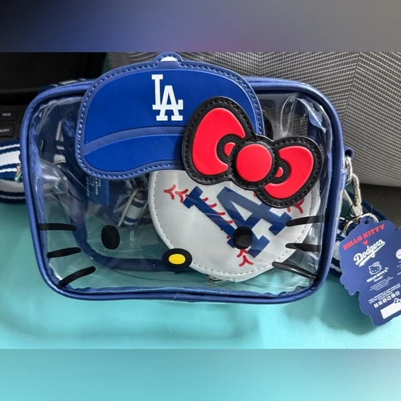 NWT Hello Kitty × LA Dodgers Clear Crossbody Bag with Coin Purse